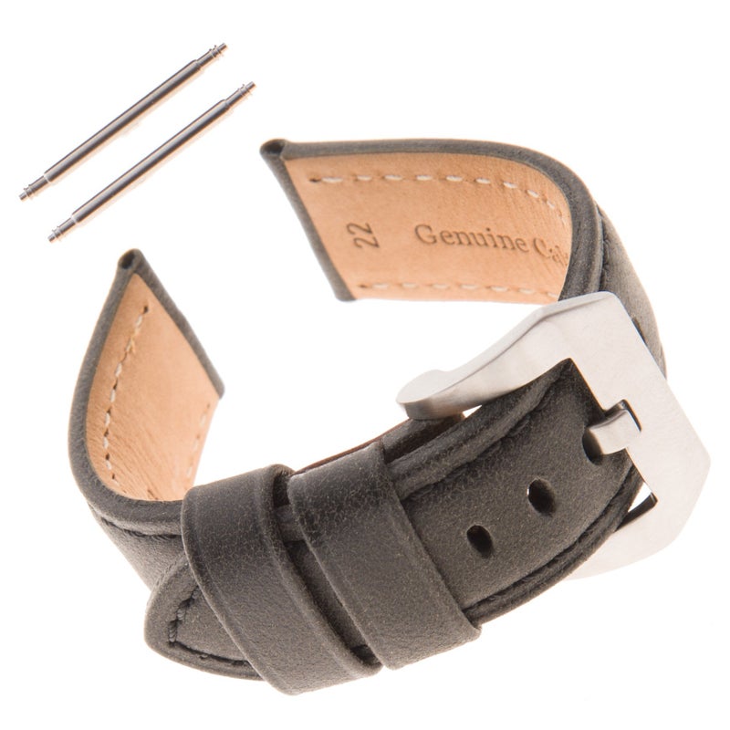 Gilden Gents 22-24mm Vintage Thick Padded Leather Watch Band VINBAND, fits Panerai watches (24mm, Dark Gray) - Image 1